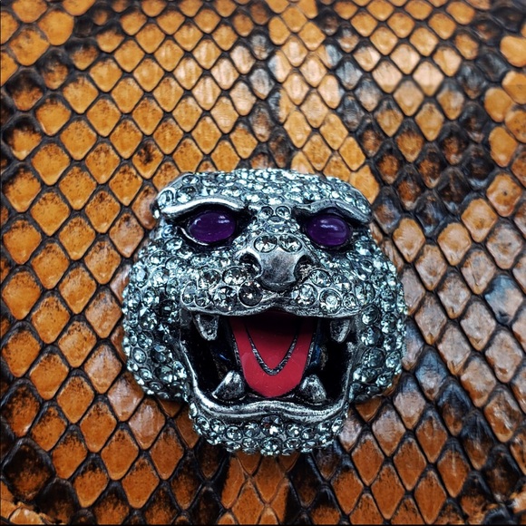 NWT 🤴 SUPER RARE 🤴 Gucci Broadway Python Clutch Tiger Head Clasp NEW W DUSTBAG - Picture 5 of 9